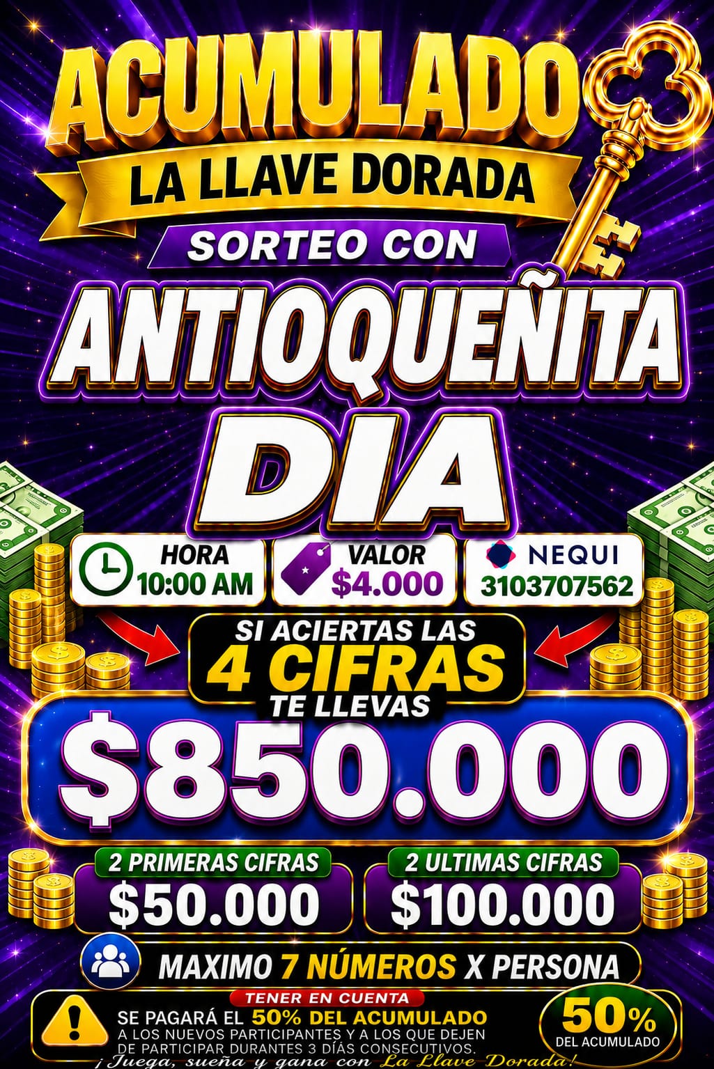 Acumulado La Llave Dorada, Antioque&ntilde;ita D&iacute;a